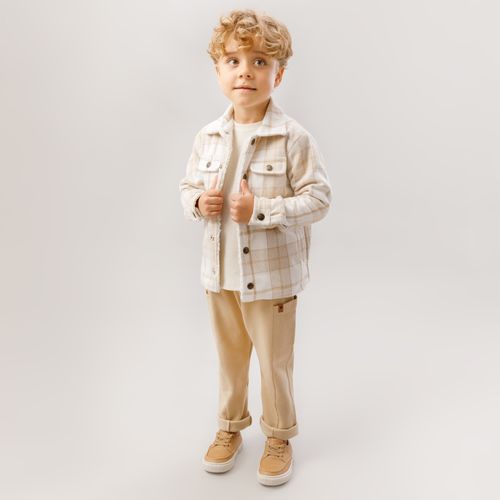 Casaco de Bebê Masculino Xadrez com Forro de Pele - CRU