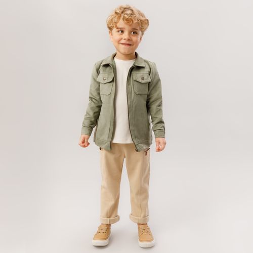 Casaco de Bebê Masculino Suede com Recortes - VERDE