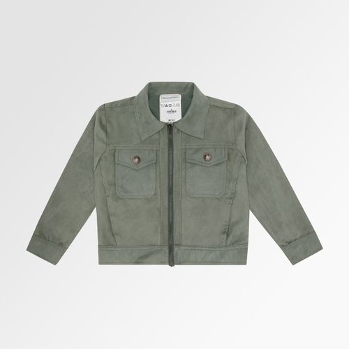 Casaco de Bebê Masculino Suede com Recortes - VERDE