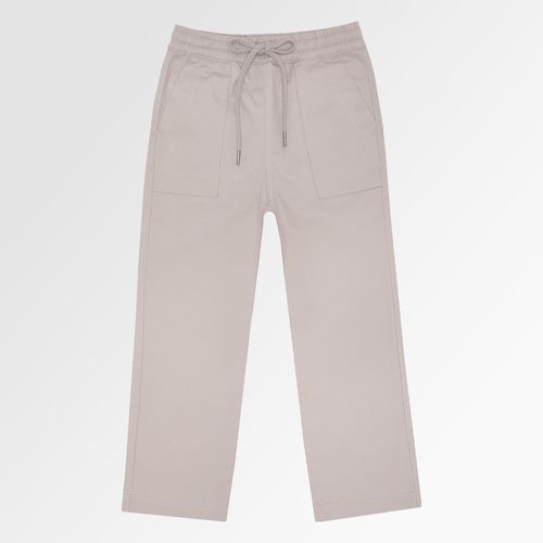 Calça Infantil Masculina Sarja com Bolsos Sobrepostos - KAKI