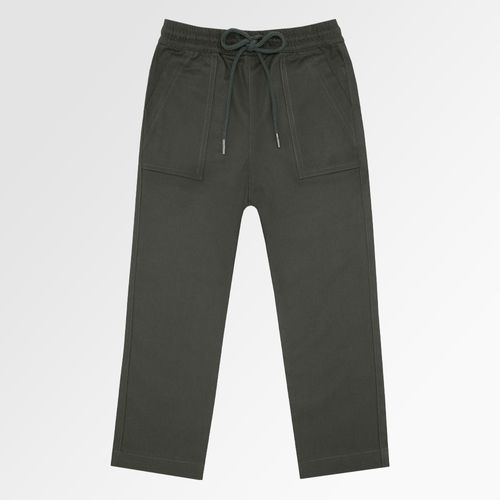 Calça Infantil Masculina Sarja com Bolsos Sobrepostos - VERDE