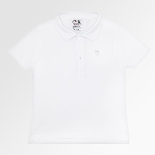Camiseta Polo Infantil Masculina Manga Curta Piquet Pima - BRANCO