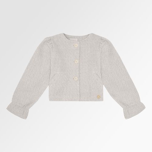 Casaco Infantil Feminino Tweed Manga Bufante - AREIA