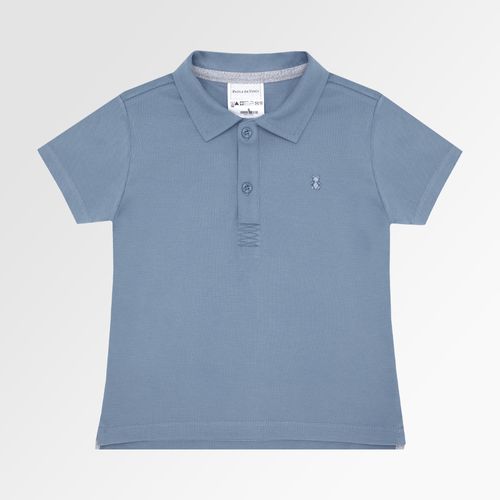 Camiseta Polo de Bebê Masculina Manga Curta Piquet Pima - AZUL
