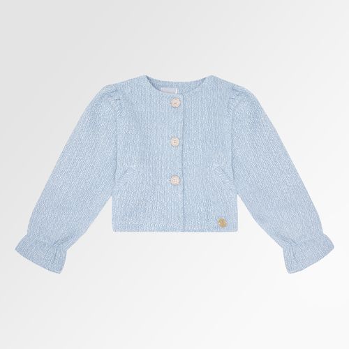 Casaco Infantil Feminino Tweed Manga Bufante - AZUL BEBE