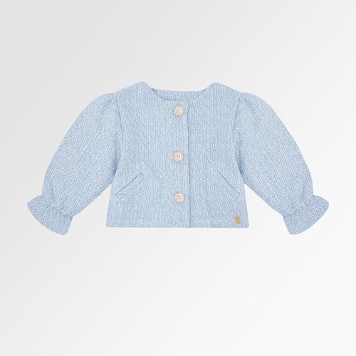 Casaco de Bebê Feminino Tweed Manga Bufante - AZUL BEBE