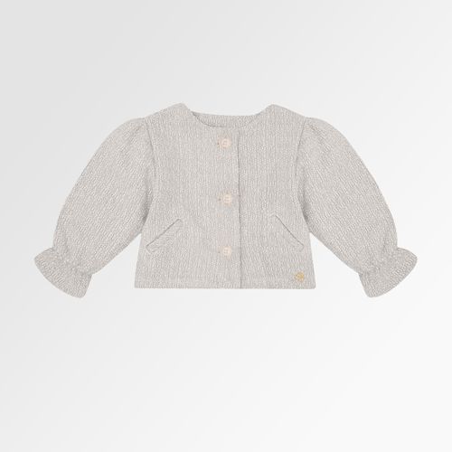 Casaco de Bebê Feminino Tweed Manga Bufante - AREIA