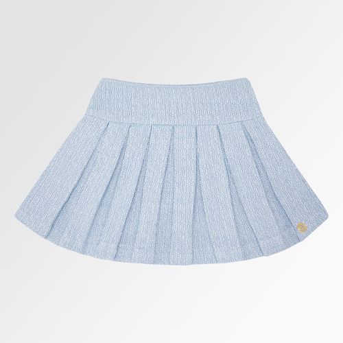Saia Infantil Feminina Tweed com Pregas - AZUL BEBE