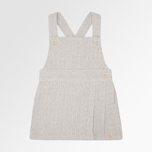 Salopete de Bebê Feminina Tweed com Pregas - AREIA