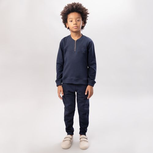 Conjunto Infantil Masculino Moletom Color com Recortes - AZUL MARINHO