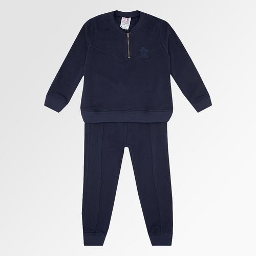 Conjunto Infantil Masculino Moletom Color com Recortes - AZUL MARINHO