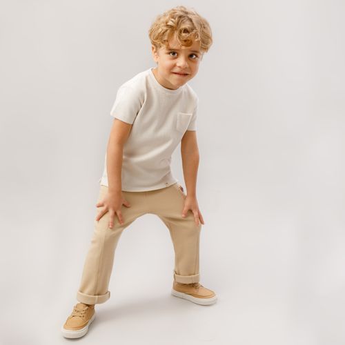 Camiseta de Bebê Masculina Manga Curta Big Island - BEGE