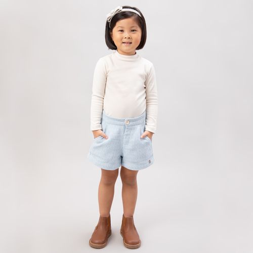 Shorts de Bebê Feminino Tweed com Bolso - AZUL BEBE