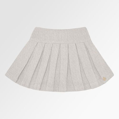 Saia Infantil Feminina Tweed com Pregas - AREIA