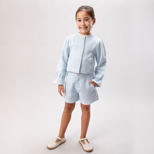 Shorts Infantil Feminino Tweed - AZUL BEBE