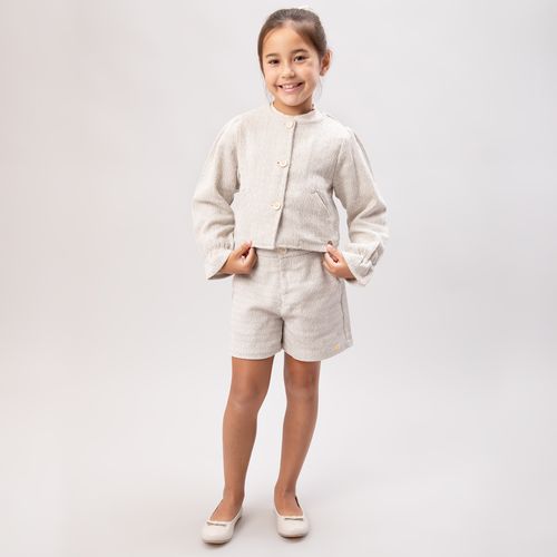 Shorts Infantil Feminino Tweed - AREIA