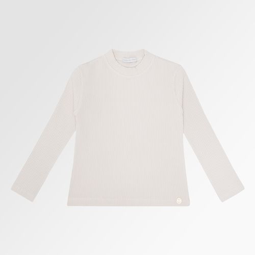 Blusa Infantil Feminina Manga Longa Canelada - BEGE