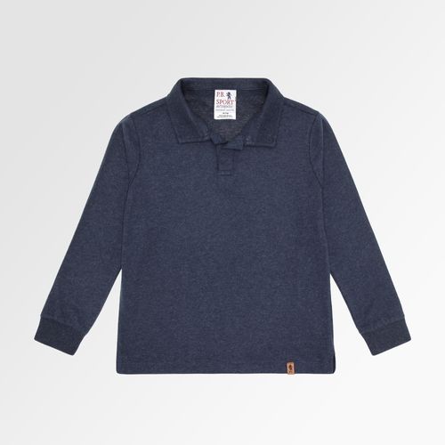 Camiseta Polo Infantil Masculina Manga Longa - AZUL MARINHO