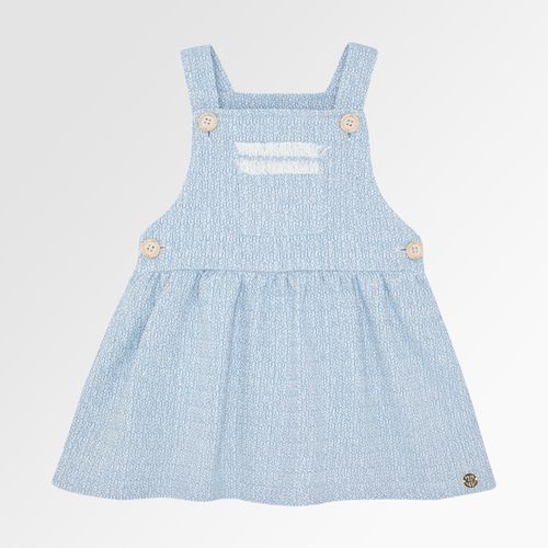 Salopete de Bebê Feminina Tweed com Bolso - AZUL BEBE