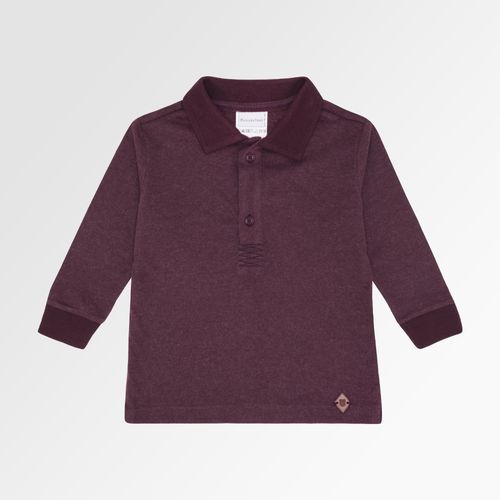 Camiseta Polo de Bebê Masculina Manga Longa - BORDO