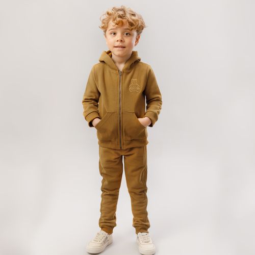 Conjunto de Bebê Masculino Moletom Camurça Touch com Bolso - OCRE