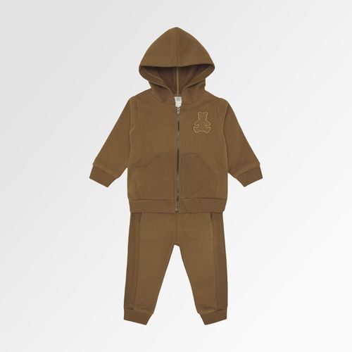 Conjunto de Bebê Masculino Moletom Camurça Touch com Bolso - OCRE
