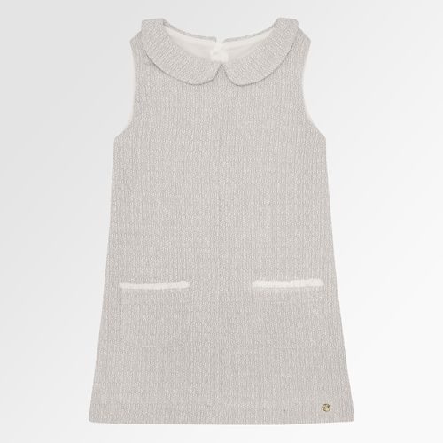 Vestido Infantil Feminino Tweed com Gola - AREIA
