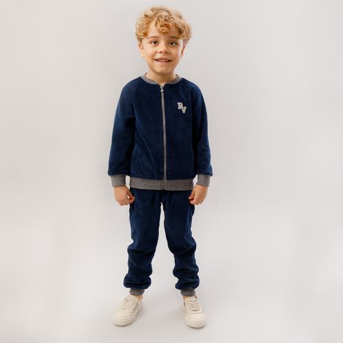 Conjunto de Bebê Masculino Plush Forrado - AZUL MARINHO