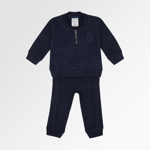 Conjunto de Bebê Masculino Moletom Color com Recortes - AZUL MARINHO