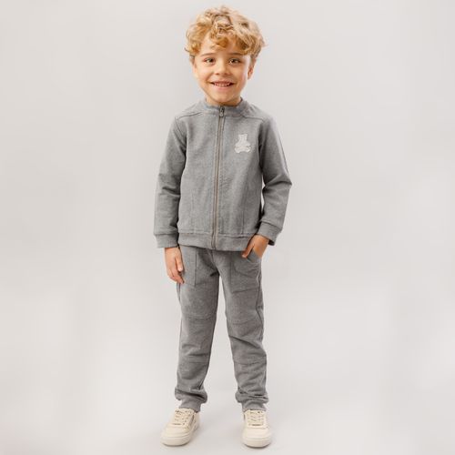 Conjunto de Bebê Masculino Soft Blend com Recortes - CINZA MESCLA