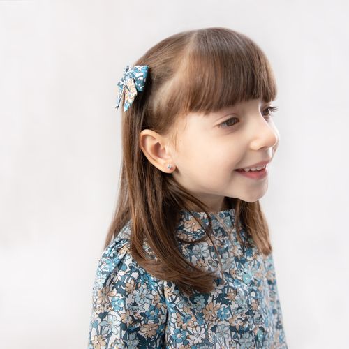 Brinco Infantil Feminino Estilo Carré 3x3mm Topázio 25 Pontos Ouro 18k - AZUL