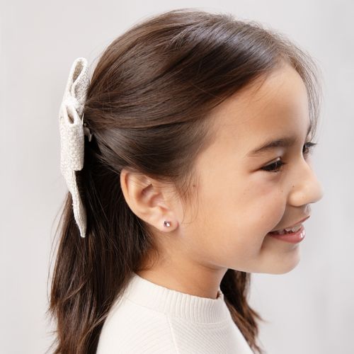 Brinco Infantil Feminino Estilo Carré 4x4mm Ametista 45 Pontos Ouro 18k - LILAS AMETISTA