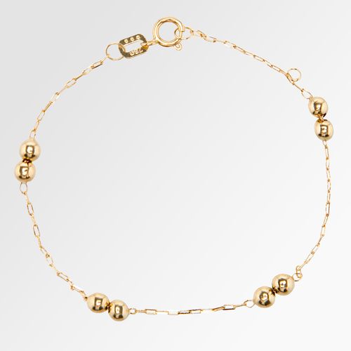 Pulseira de Bebê Feminina com 8 Bolinhas 3 mm Ouro 18k - UNICO