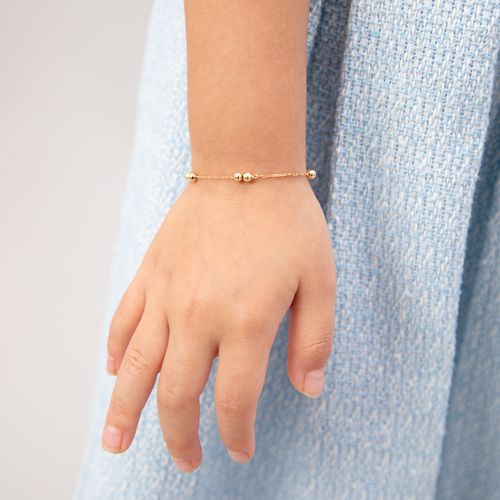 Pulseira de Bebê Feminina com 8 Bolinhas 3 mm Ouro 18k - UNICO