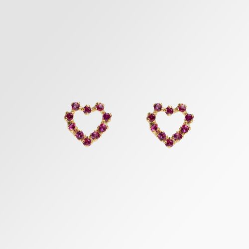 Brinco de Bebê Feminino Coração Chuveiro Zircônia Ouro 18k - VERMELHO