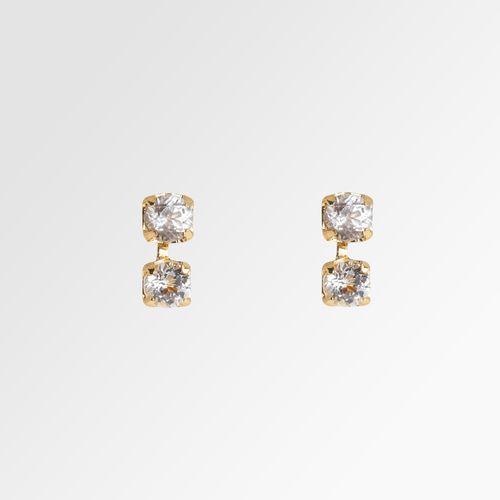 Brinco de Bebê Feminino 2 Rivieras Topázio Branco Ouro 18k - TRANSPARENTE