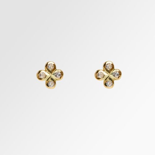 Brinco de Bebê Feminino Zircônia 4cx Diamantados 2,5mm Ouro 18k - TRANSPARENTE