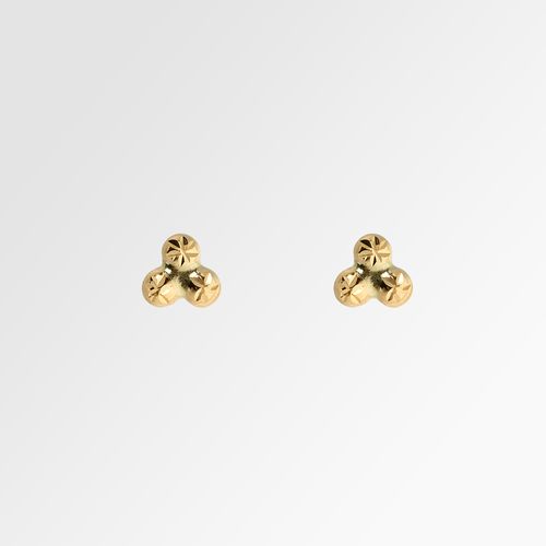 Brinco de Bebê Feminino Triângulo Bola Diamantado Ouro 18k - UNICO