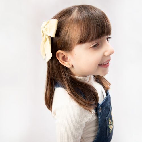 Brinco de Bebê Feminino Coração Forro Liso 7mm Ouro 18k - UNICO