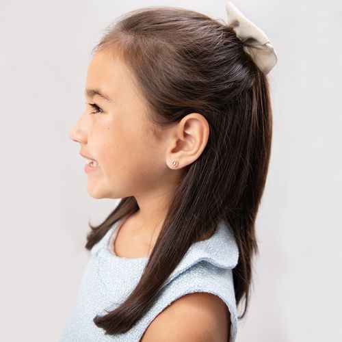 Brinco Infantil Feminino 8 Chatão com Navete Ouro 18k - TRANSPARENTE