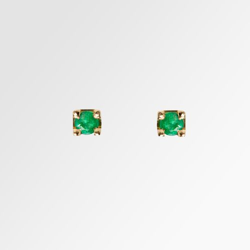 Brinco Infantil Feminino Estilo Cartier 2,75mm Esmeralda 8 Pontos Ouro 18k - VERDE ESMERALDA