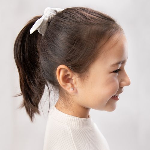 Brinco Infantil Feminino Navete 2,5x5mm Topázio Azul 10 Pontos Ouro 18k - AZUL TOPAZIO