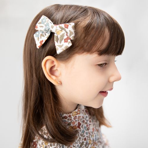 Brinco de Bebê Feminino Flor Pedras Brasileiras Ouro 18k - COLLOR