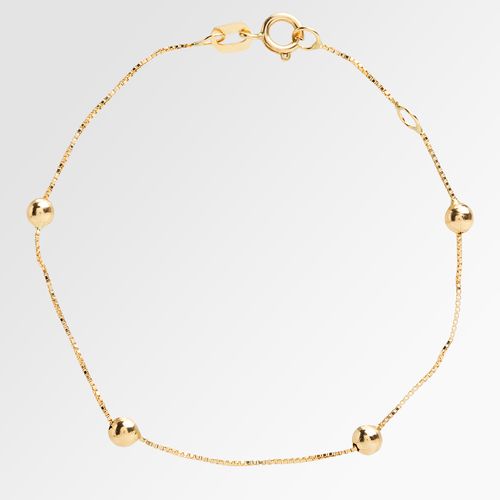 Pulseira de Bebê Feminina Corrente Veneziana Bolinhas Ouro 18k - UNICO