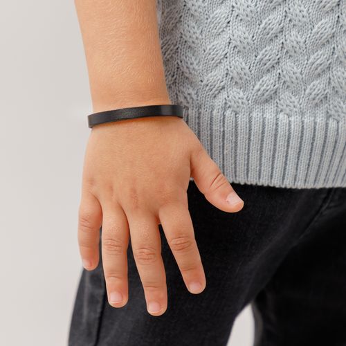 Pulseira de Bebê Masculina Couro Liscio - PRETO