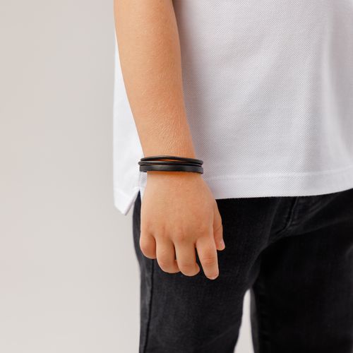 Pulseira de Bebê Masculina Couro Argo - PRETO