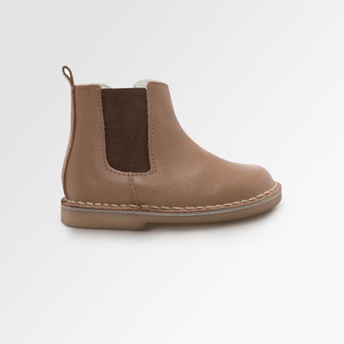 Bota Toddler Feminina Chelsea Couro com Zíper - CARAMELO