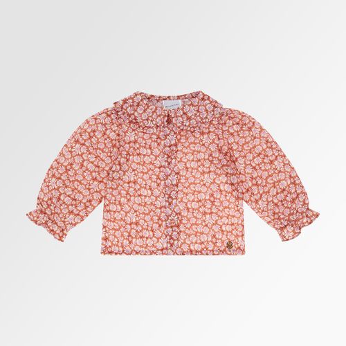 Bata de Bebê Feminina Manga Longa Liberty Fabrics Tana Lawn Fio 60 com Babados - ESTAMPADO