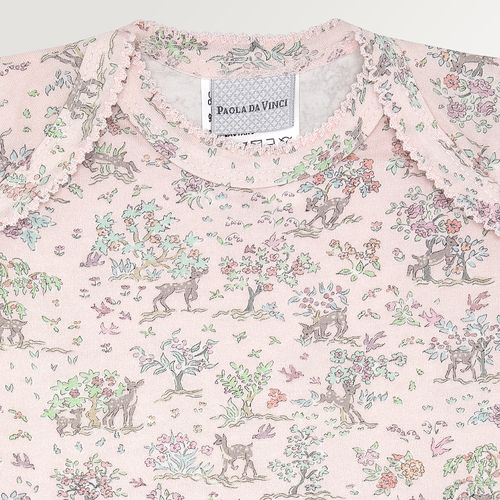 Body de Bebê Feminino Manga Curta Algodão Egípcio Liberty Fabrics Floresta - ROSA BEBE