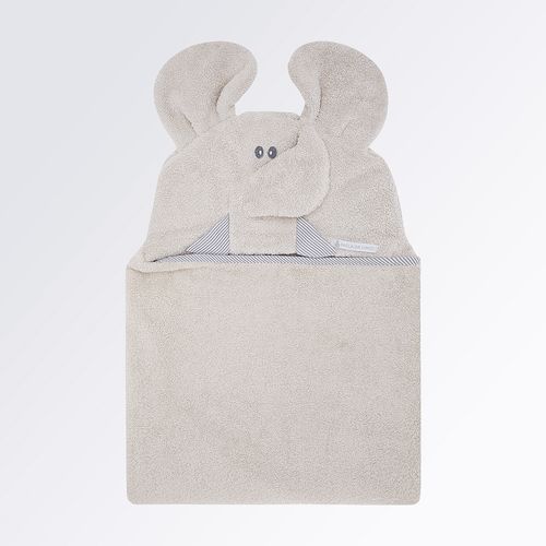 Toalha de Banho de Bebê com Capuz Elefante - CINZA
